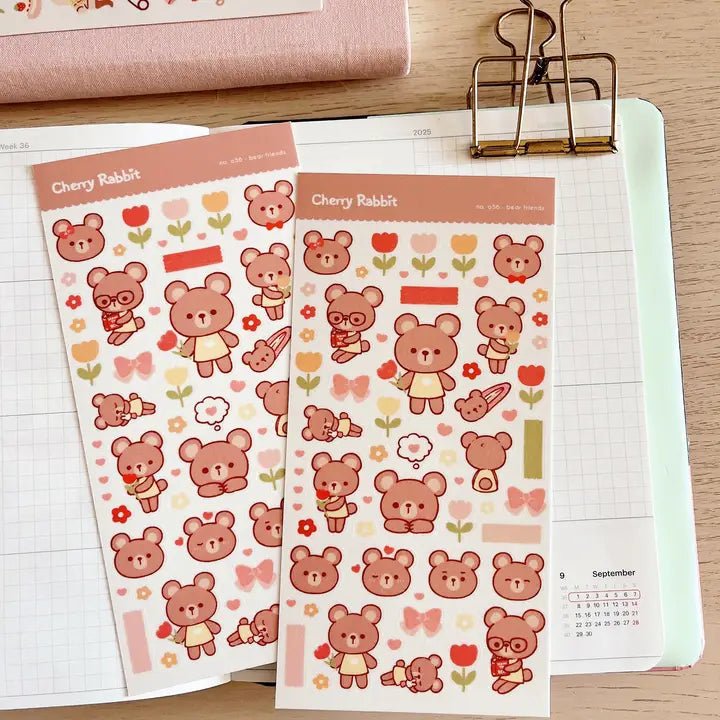 Fyndhörna Washi Stickers no. 056 Bear friends - 1 - Tidformera - Tidformera