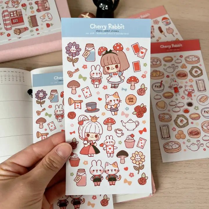 Fyndhörna Washi Stickers no. 058 Mushroom Alice in wonderland - 2 - Tidformera - Tidformera