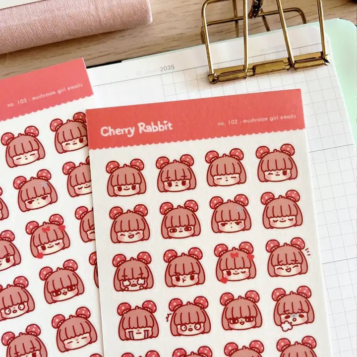 Fyndhörna Washi Stickers No. 102 Mushroom girl emojis - 3 - Tidformera - Tidformera