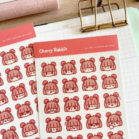 Fyndhörna Washi Stickers No. 102 Mushroom girl emojis - 3 - Tidformera - Tidformera