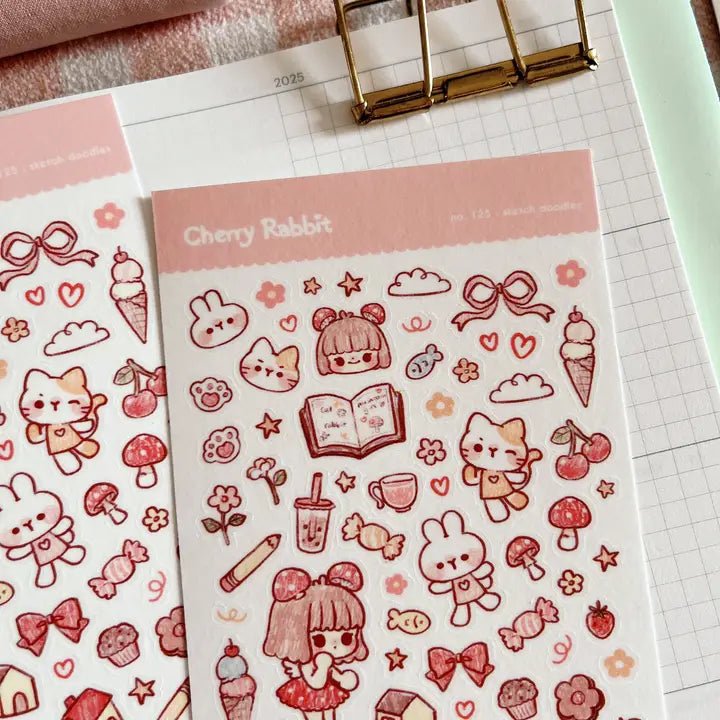 Fyndhörna Washi Stickers no. 125 Sketch doodles - 3 - Tidformera - Tidformera