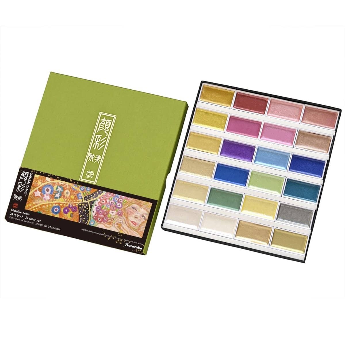 GANSAI TAMBI Akvarellfärg 24 färger Metallic - 1 - ZIG Kuretake - Tidformera
