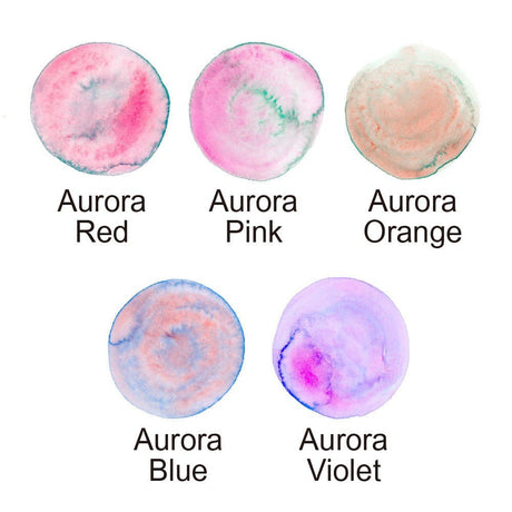 GANSAI TAMBI Akvarellfärg 6 - pack - Granulating colors - Hur färgerna blir - makalösa effekter - ZIG Kuretake - Tidformera