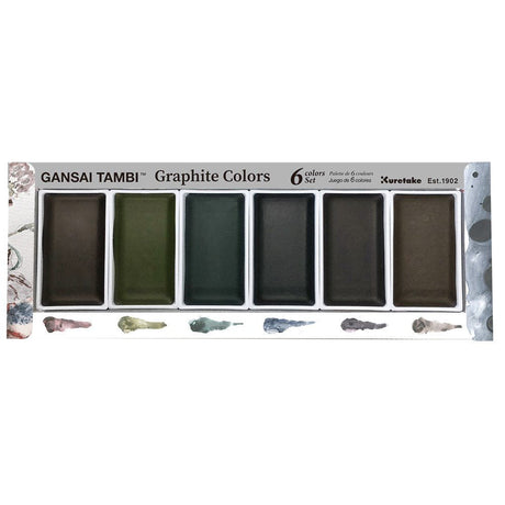 GANSAI TAMBI Akvarellfärg 6 - pack Graphite Colors - 1 - ZIG Kuretake - Tidformera