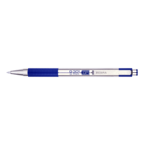 Gel Pen G301 - 0,7 - Blue från Zebra. En silverfärgad penna med metallkropp och blåa detaljer. - Tidformera