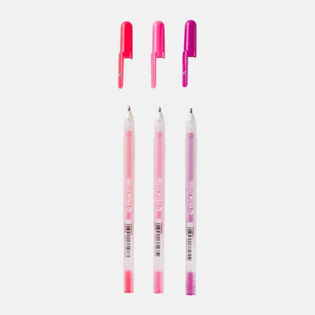 Gelly roll Gelpenna 3 - pack - Sweets från Sakura. Tre pennor med avtagna lock. Pennor har tre olika nyanser av rosa.  - Tidformera