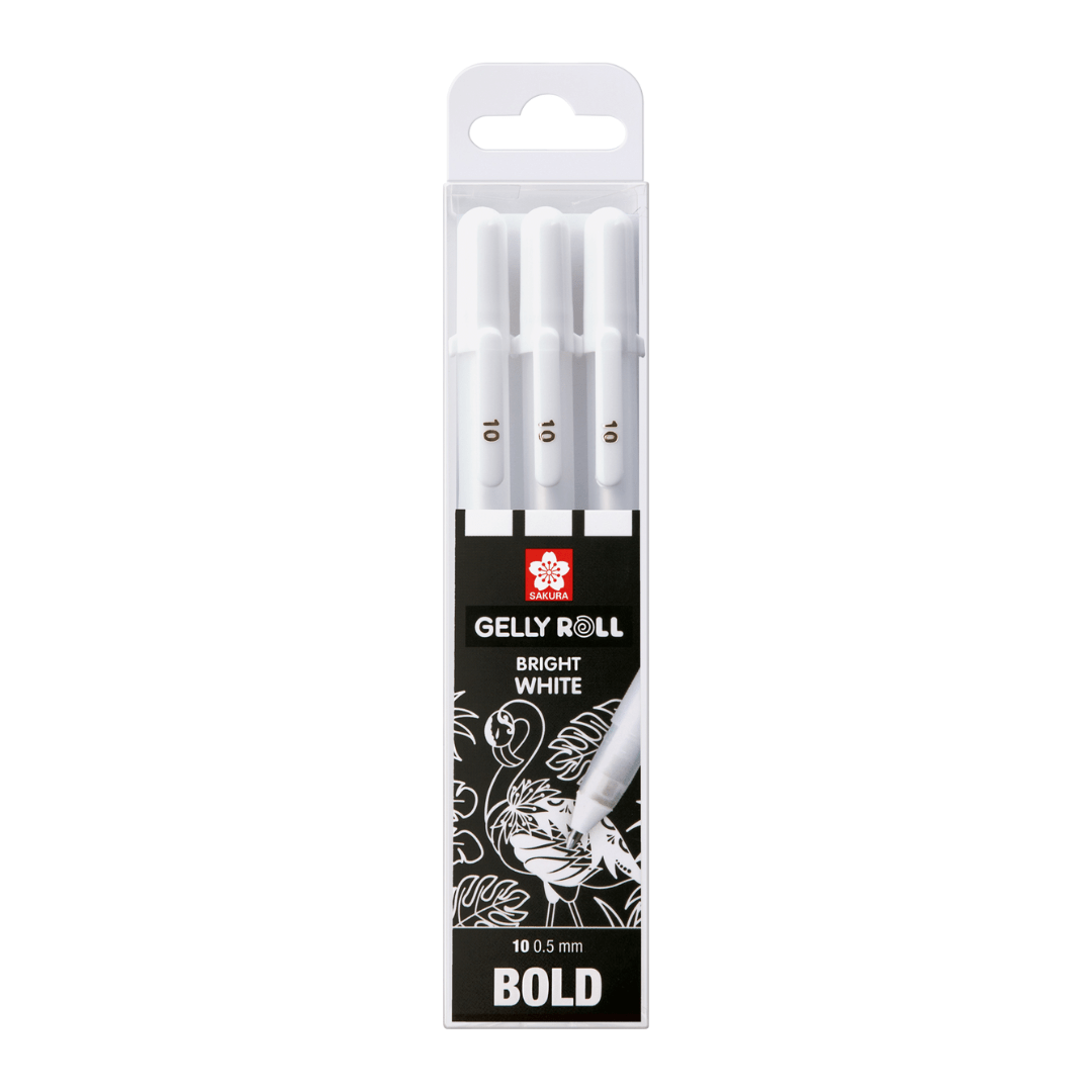 Gelly roll Vit 3 - pack - 10 från Sakura. 3 vita gelpennor med 0,5 spets i en förpackning - Tidformera