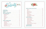 Bild på index i bok Hand Lettering An Interactive Guide to the art of Drawing Letters. Framgår vad som finns på olika kapitel