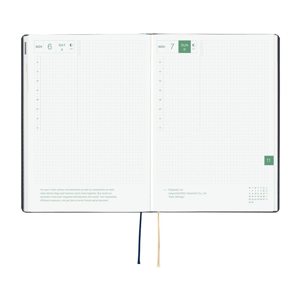 Hobonichi HON A5 Slash - Navy - 2027 - 7 - Hobonichi Techo - Tidformera