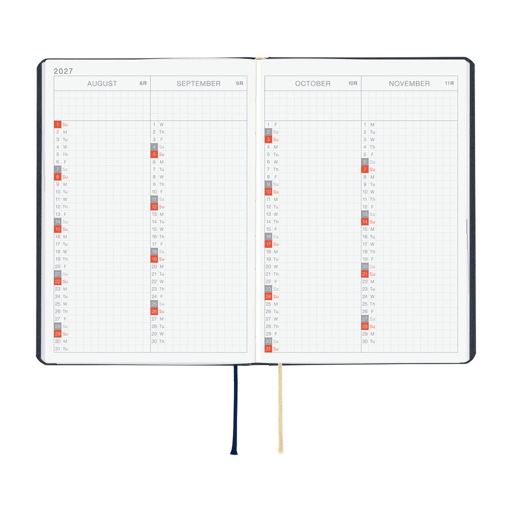 Hobonichi HON A6 Slash Navy - 2027 - 7 - Hobonichi Techo - Tidformera