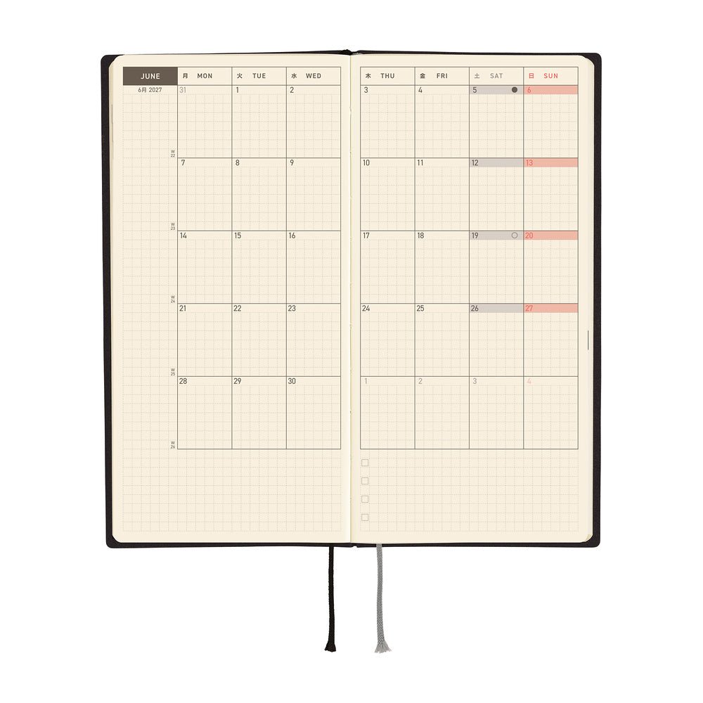 Hobonichi - Weeks White Line: Black - 2027 - 3 - Hobonichi Techo - Tidformera