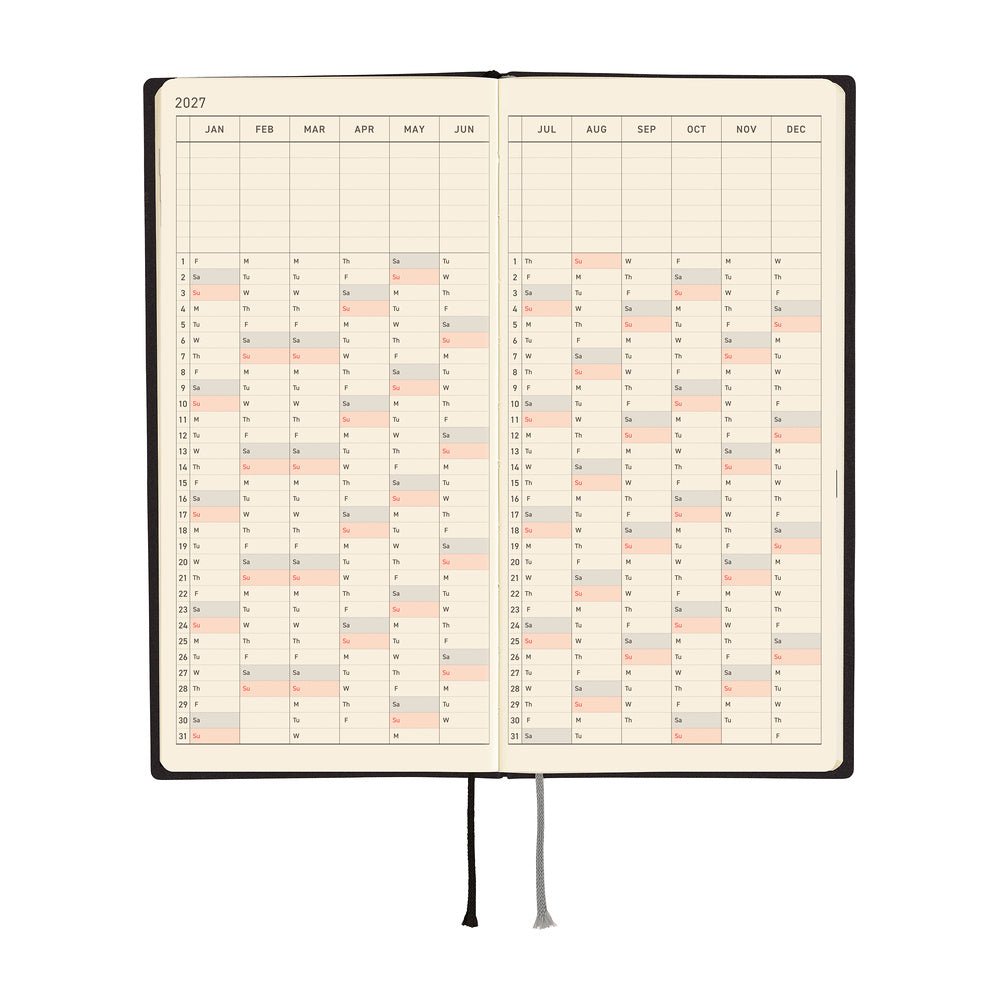Hobonichi - Weeks White Line: Black - 2027 - 5 - Hobonichi Techo - Tidformera