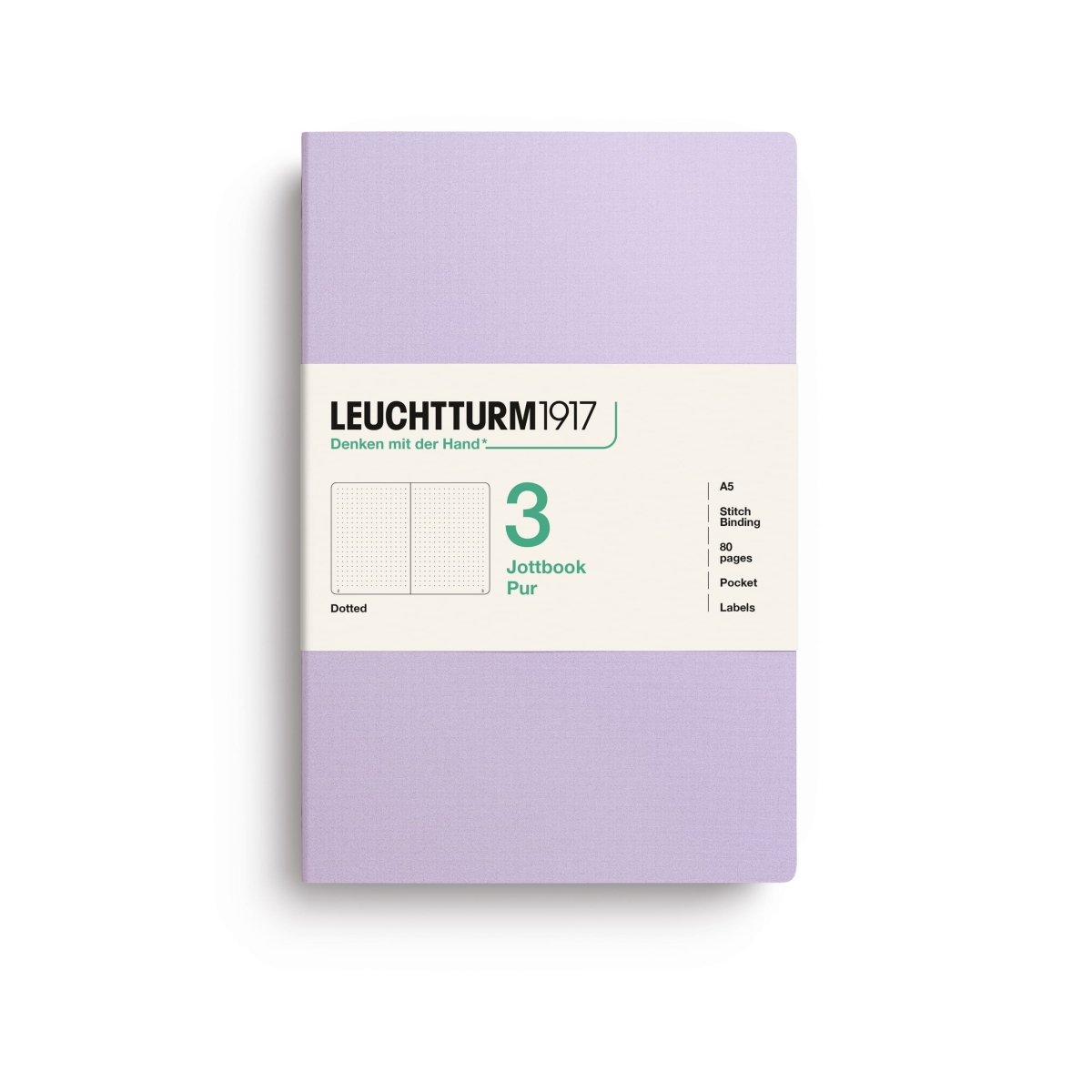 Jottbook Skrivhäften - Dotted 3-pack A5 - Lilac - 1 - Leuchtturm1917 - Tidformera