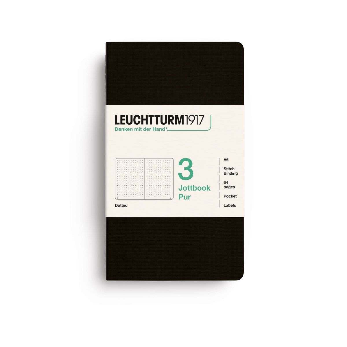 Jottbook Skrivhäften - Dotted 3-pack A6 - Black - 1 - Leuchtturm1917 - Tidformera