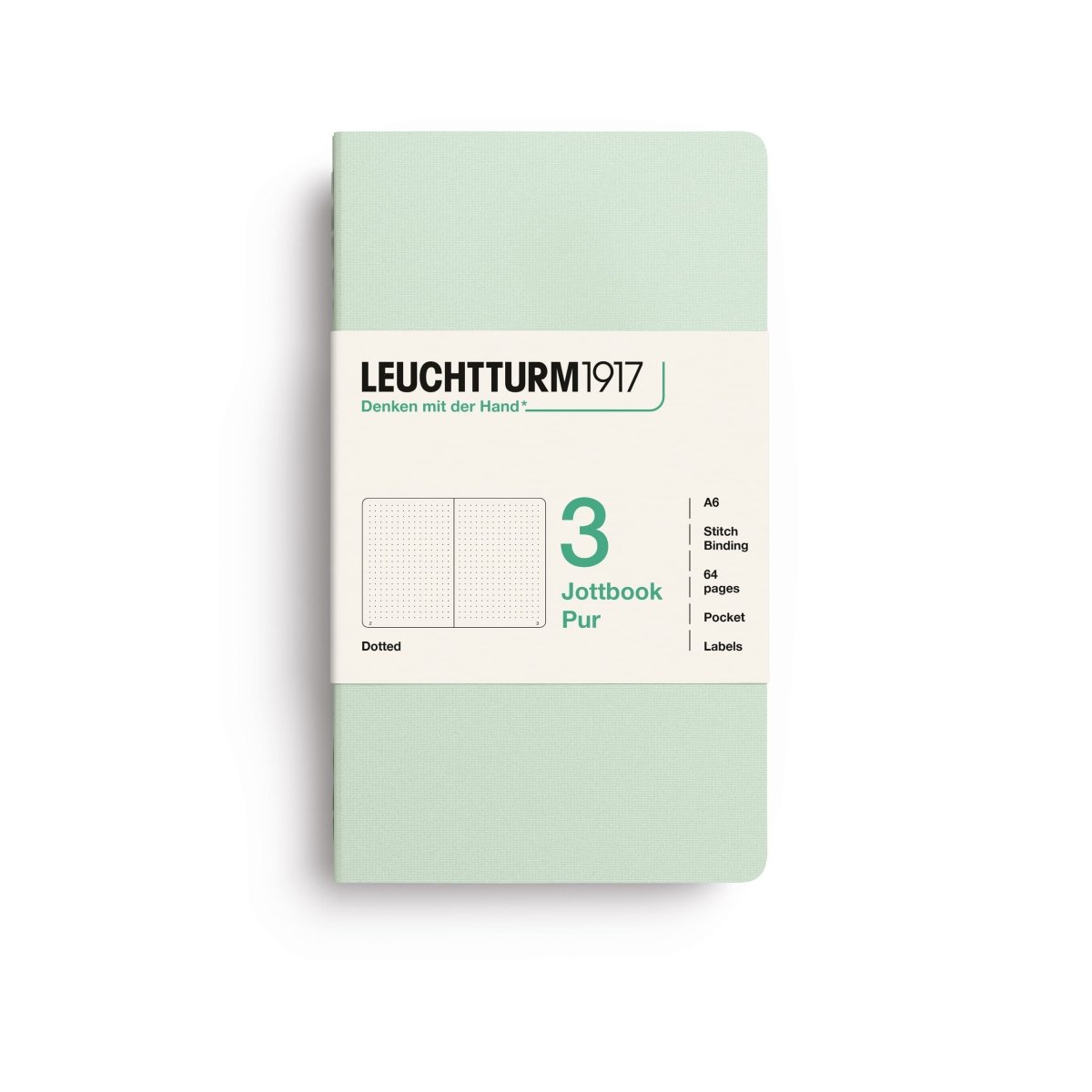 Jottbook Skrivhäften - Dotted 3-pack A6 - Mint Green - 1 - Leuchtturm1917 - Tidformera