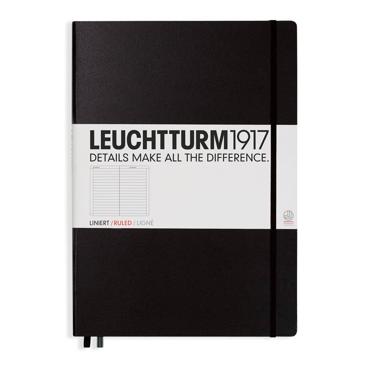 Linjerad skrivbok Lt A4+ Master Black från Leuchtturm1917 - Svart anteckningsbok - Tidformera