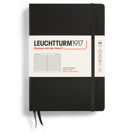 Linjerad skrivbok Lt A5 Hård pärm Black från Leuchtturm1917 - Svart anteckningsbok - Tidformera