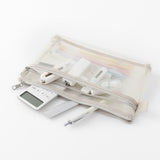 Mesh Pen Pouch - Gray - 3 - Midori - Tidformera