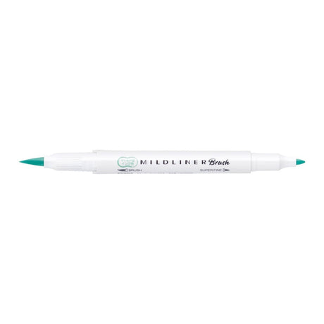 Mildliner Brush pen - Blue Green från Zebra - Blågrön penselpenna utan lock - Tidformera