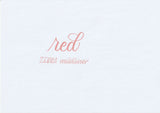 Handskriven text med orden "red" och "ZEBRA mildliner" i röd färg, skriven med Zebra Mildliner Brush Pen i färgen Red.