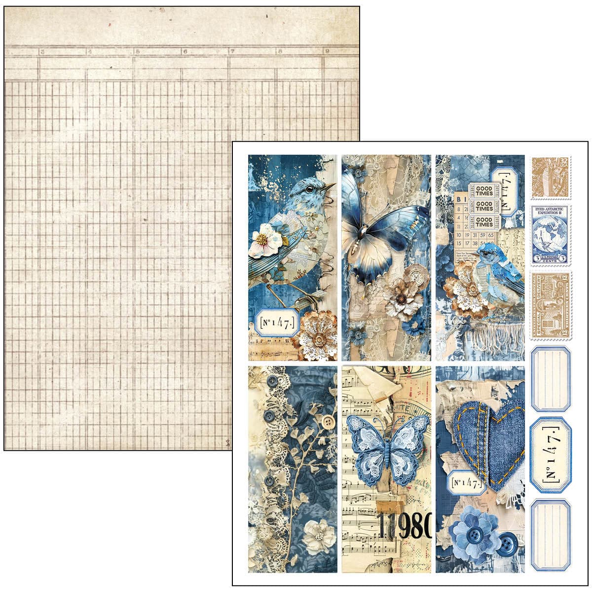 Mixed media book - Urban blue denim - 26 - Ciao Bella - Tidformera
