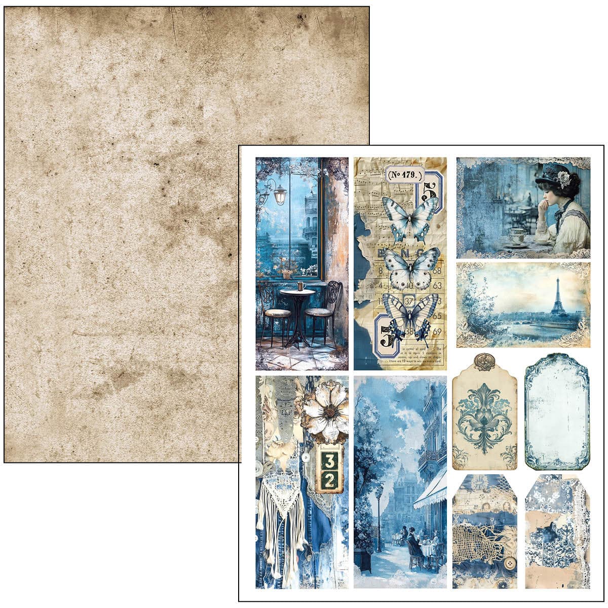 Mixed media book - Urban blue denim - 19 - Ciao Bella - Tidformera
