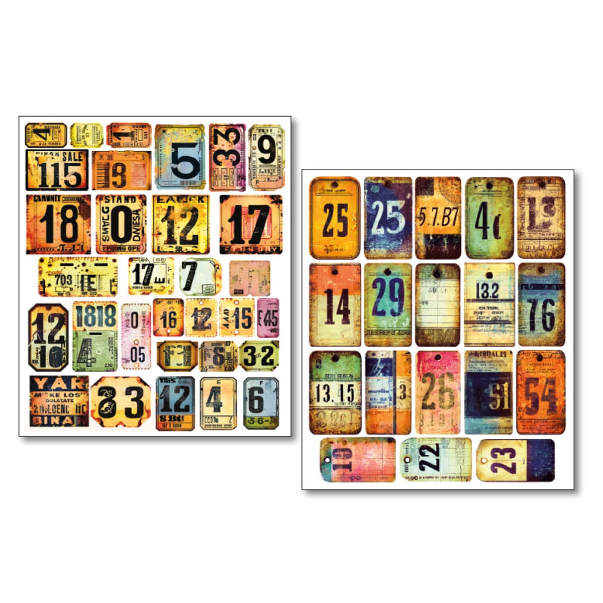 Mixed Media Stickers - 10-pack - Scratched Labels - 5 - Ciao Bella - Tidformera