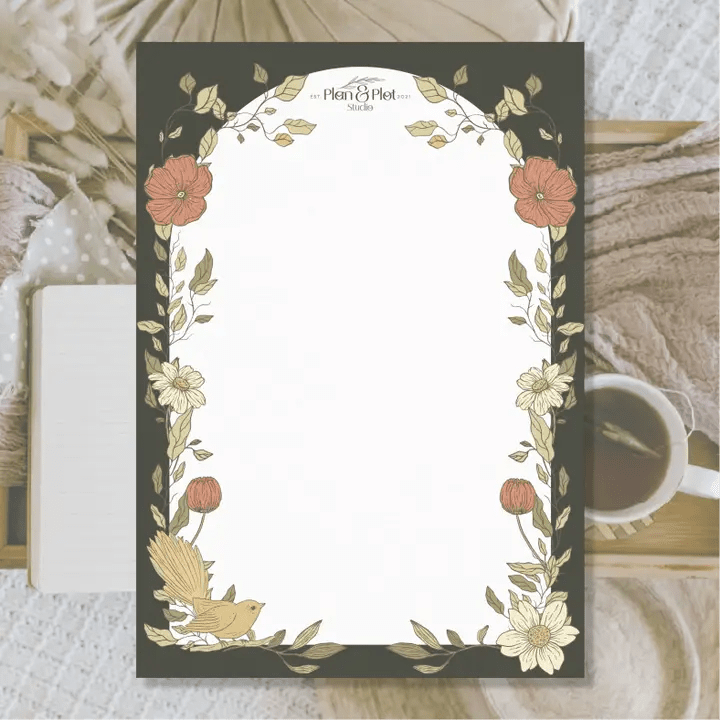 Notepad - A5 - Birds & Flowers - 1 - Plan & Plot Studio - Tidformera