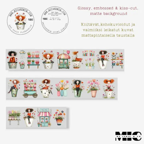 Pet Tape Pre - cut - MIC - Florabelle 3D Glossy 70 mm - 8 - MIC & MIM Premium Paper Shop - Tidformera