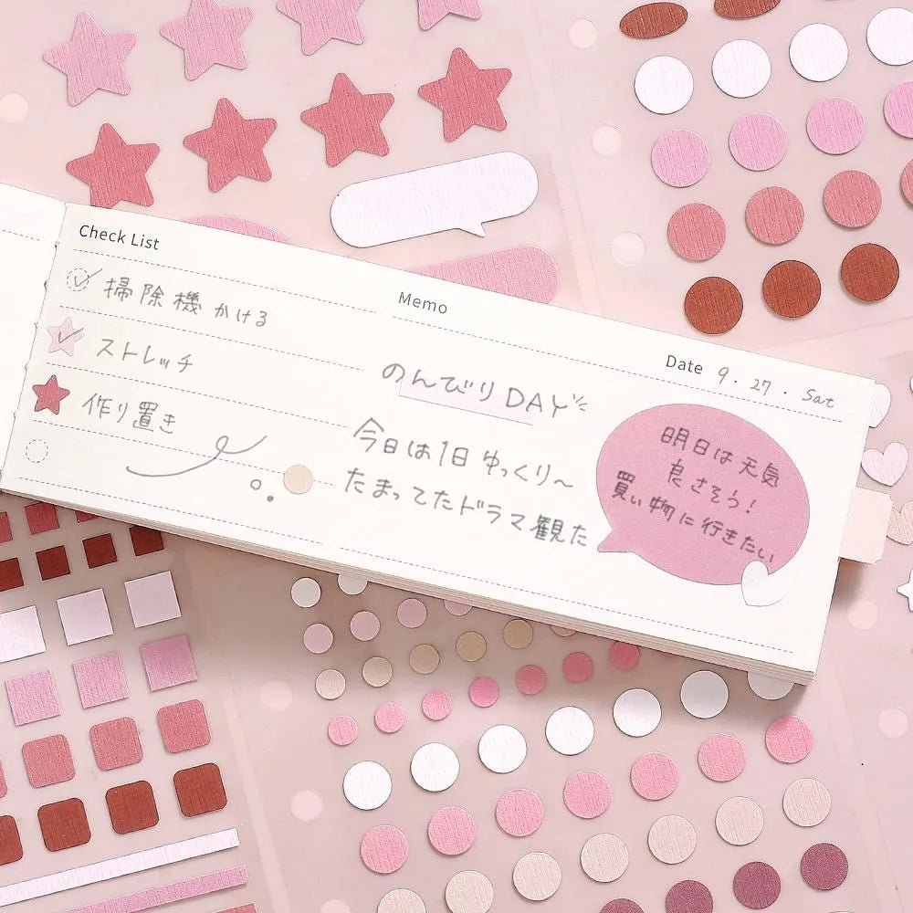 Planner Stickers Sheet - Daily Palette - Raspberry - 5 - BGM - Tidformera