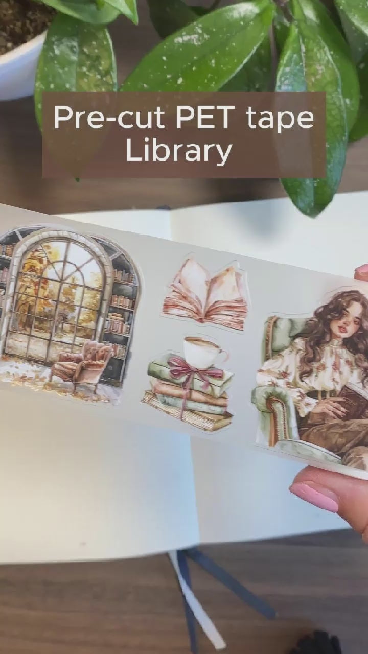 Visar motiven på Pre-cut tape Library från Penpaling Paula. Tidformera.