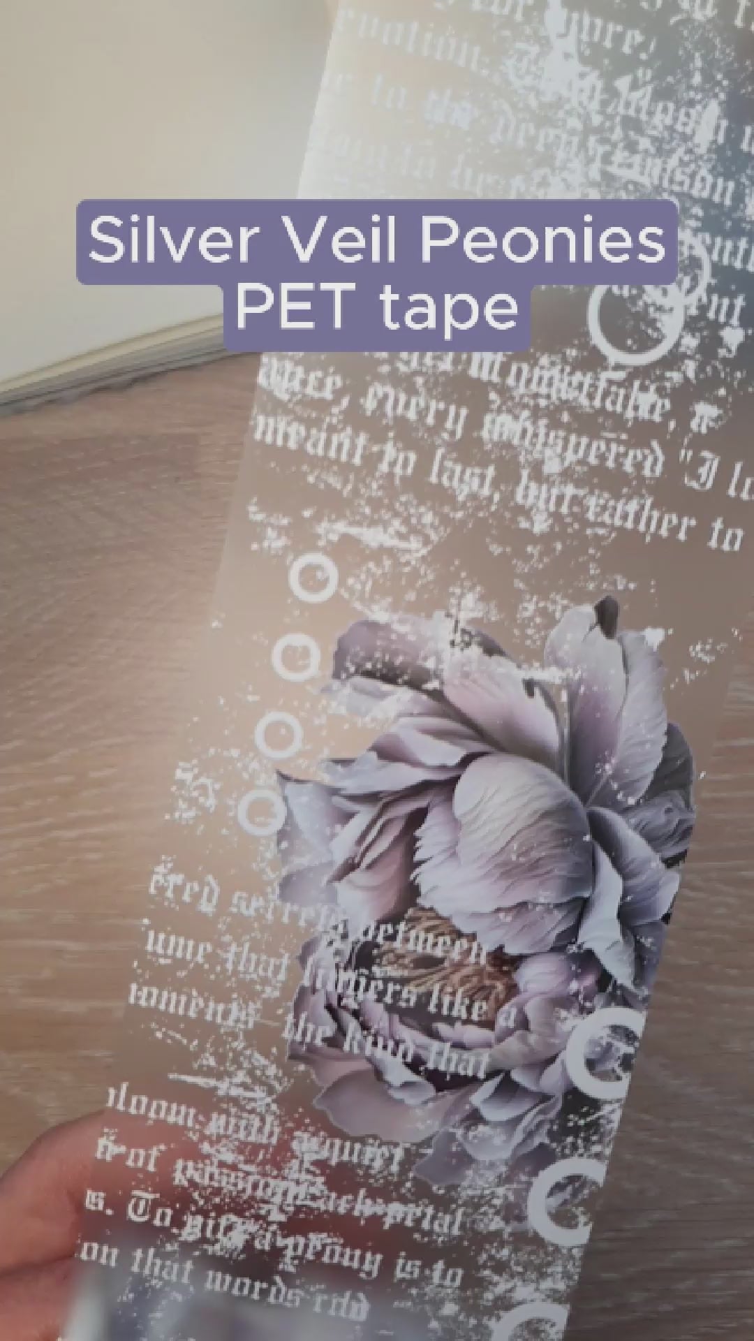 Pet Tape - MIC - Silver Veil Peonies Glossy & Embossed 70 mm
