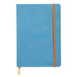 Rhodiarama Anteckningsböcker Dotted Turquoise blue från Rhodia - Turkos anteckningsbok med orange bokmärkesband samt gummiband för stängning.- Tidformera