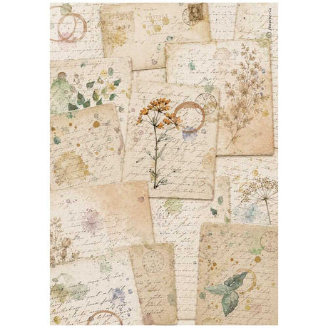 Rice Paper A4 - 6-pack - Flowers and Poems - 6 - Stamperia - Tidformera