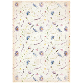 Rice Paper A4 Create Happiness - Blue Flowers - 1 - Stamperia - Tidformera