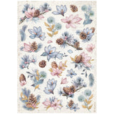 Rice Paper A4 - Dewdrops - Pinecones And Flowers - 1 - Stamperia - Tidformera