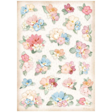 Rice Paper A4 Flower - 1 - Stamperia - Tidformera