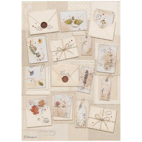 Rice Paper A4 - Flowers and Poems - Letters - 1 - Stamperia - Tidformera