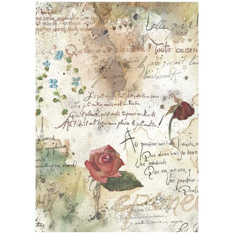 Rice Paper A4 - Flowers and Poems - Pattern - 1 - Stamperia - Tidformera