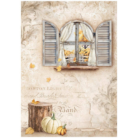 Rice Paper A4 - Golden Harmony - Window - 1 - Stamperia - Tidformera