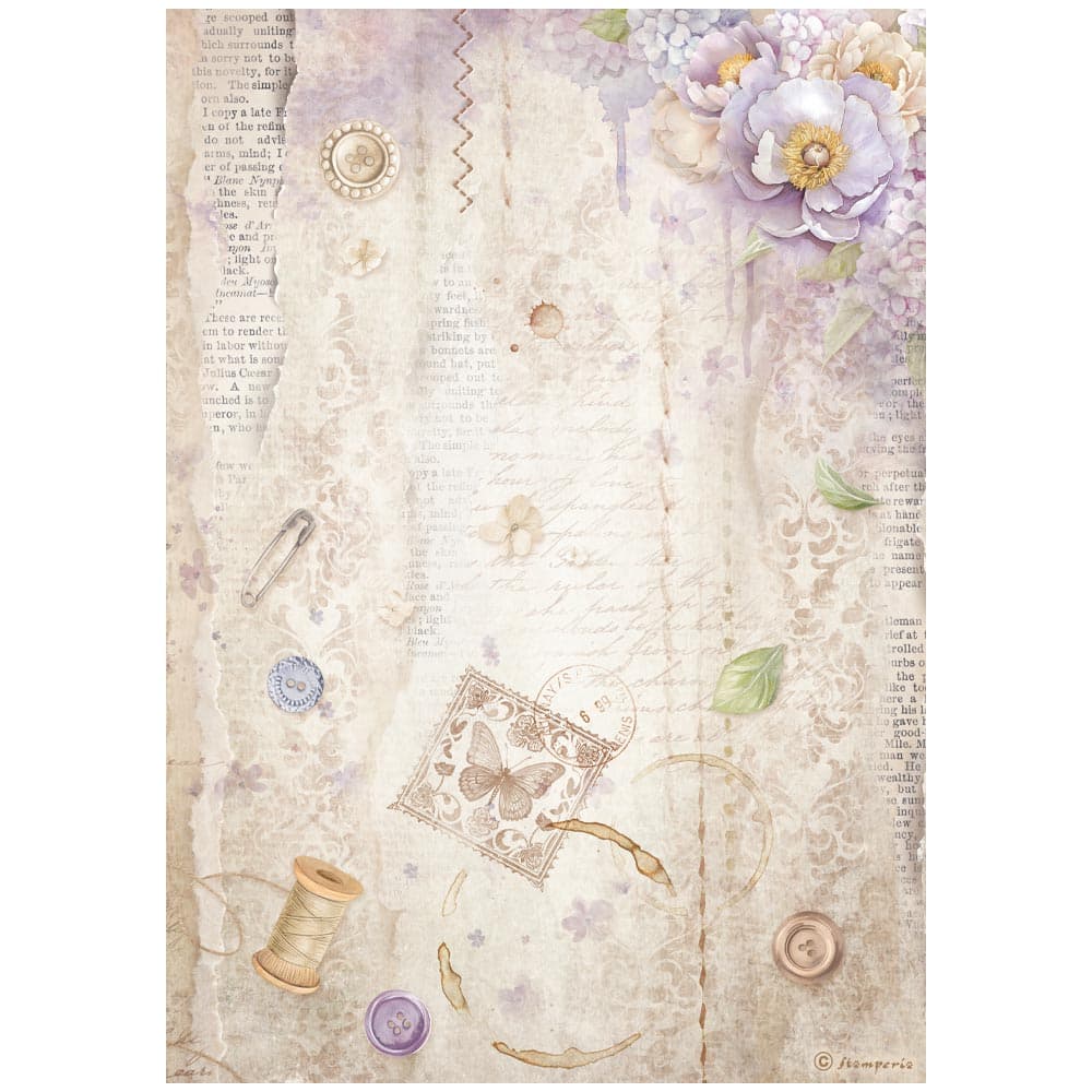 Rice Paper A4 - Quiet Days - 6 - pack - 5 - Stamperia - Tidformera