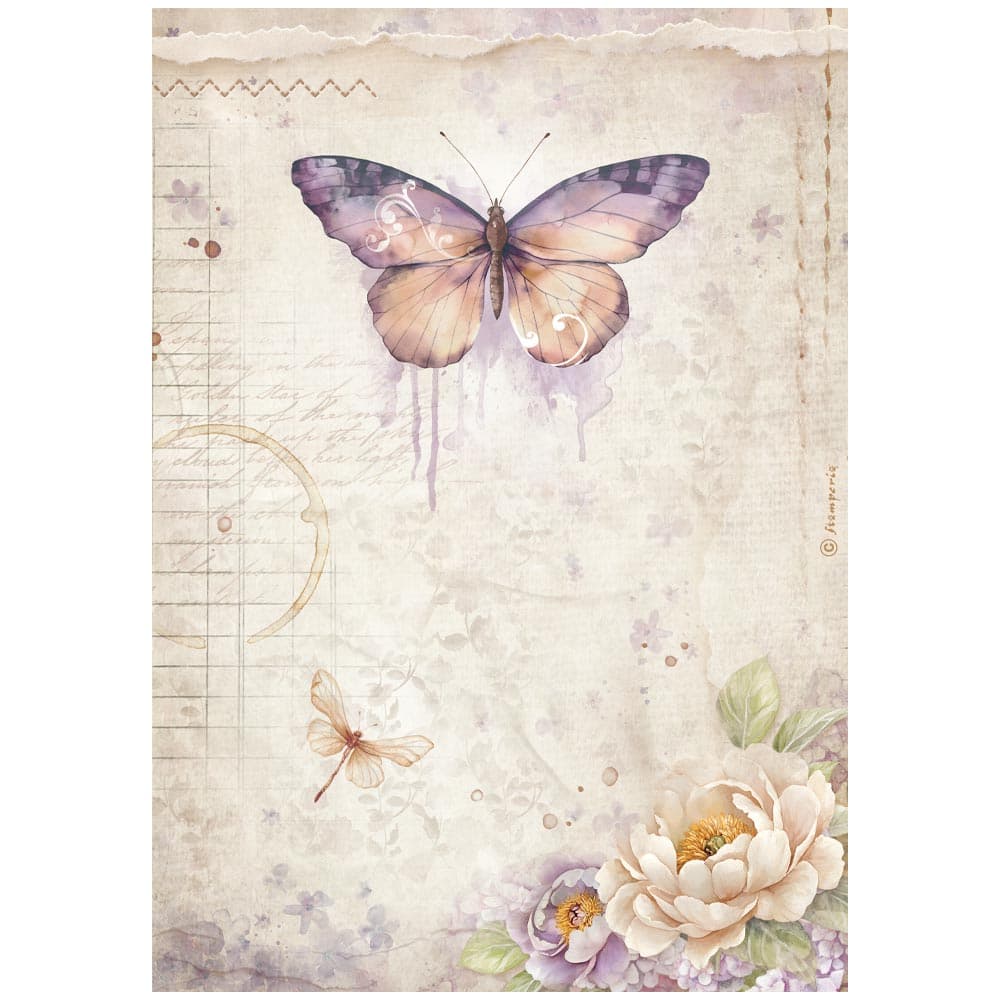 Rice Paper A4 - Quiet Days - Butterfly - 1 - Stamperia - Tidformera