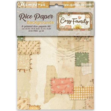 Rice Paper A6 - 8-pack - Backgrounds - Cozy Family - 1 - Stamperia - Tidformera