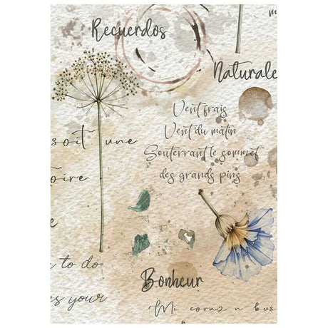 Rice Paper A6 - 8-pack - Flowers and Poems - 8 - Stamperia - Tidformera