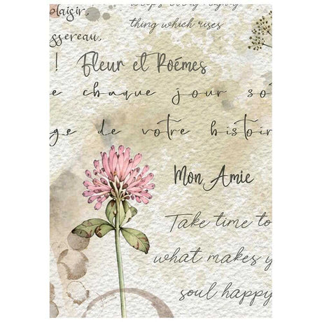 Rice Paper A6 - 8-pack - Flowers and Poems - 9 - Stamperia - Tidformera