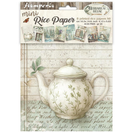 Rice Paper A6 - Herbarium Silvae - Mini - 8 - pack - 1 - Stamperia - Tidformera