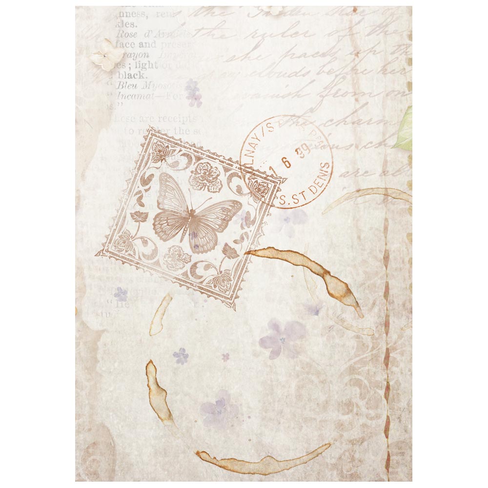 Rice Paper A6 - Quiet Days - Backgrounds - 8 - pack - 4 - Stamperia - Tidformera