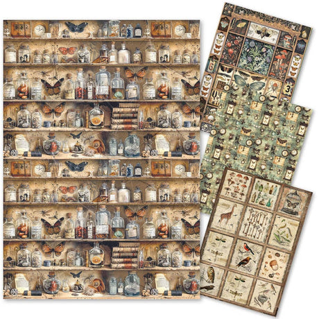 Rice Paper Art set - A4 - 4 - pack - Cabinet of Curiosities - 1 - Ciao Bella - Tidformera