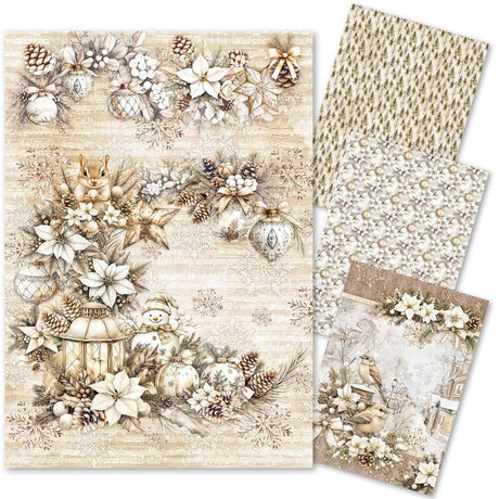 Rice Paper Art set - A4 - 4 - pack - Winter Season - 1 - Ciao Bella - Tidformera