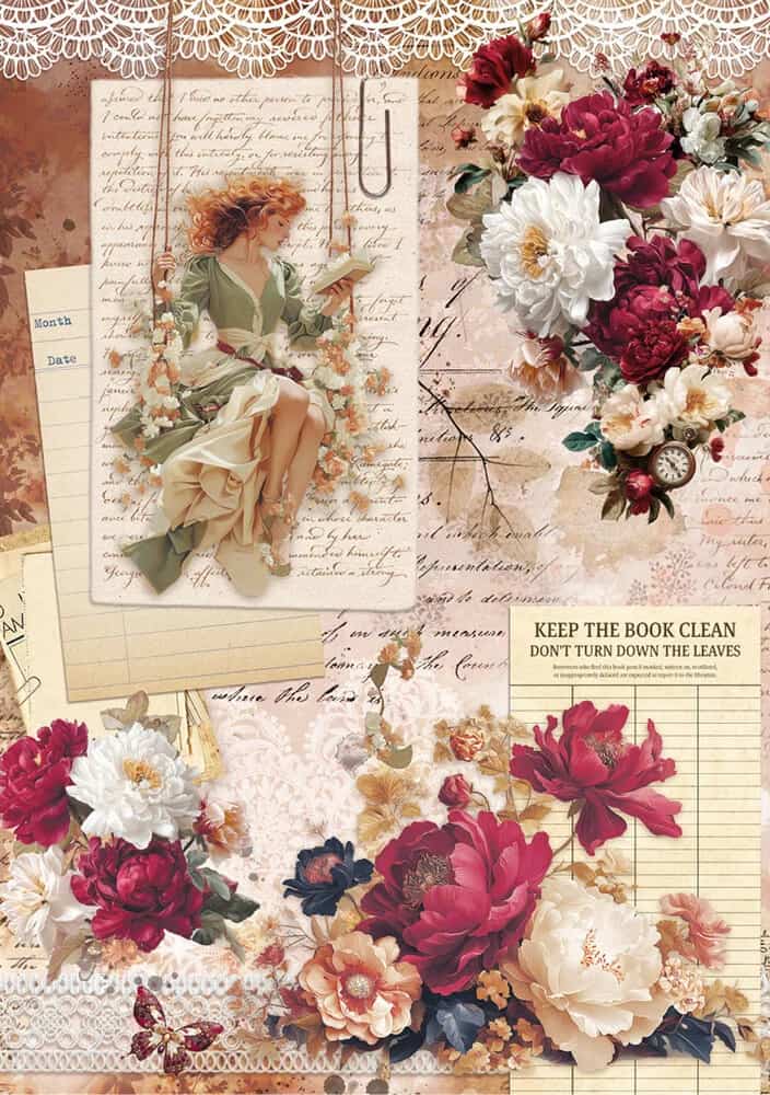 Rice Paper Art set - A5 - 8 - pack - Book Lovers - 7 - Ciao Bella - Tidformera